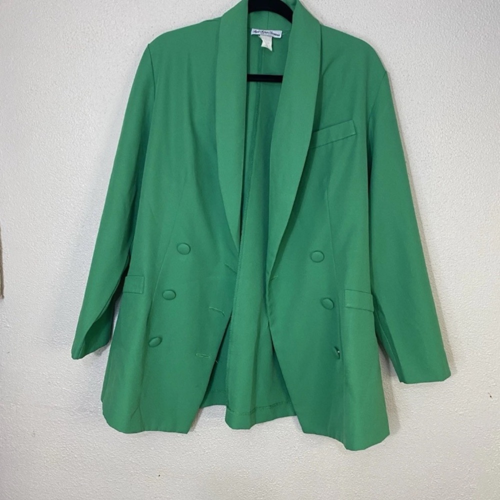 Vintage Style Setter Fashions Green Blazer & Skirt Set Made In USA Size 20